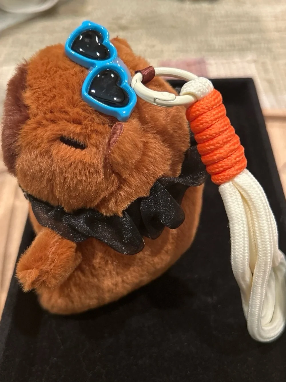 Plush Brown Bear Keychain with Blue Sunglasses - Kids Accessories
